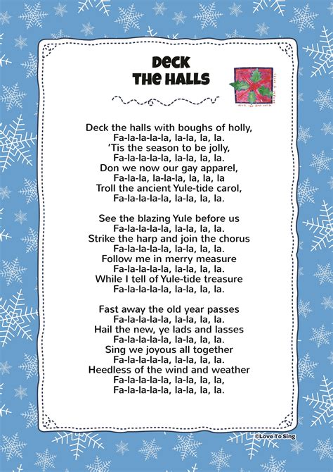 Printable Deck The Halls Lyrics